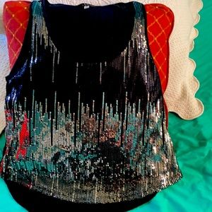 Black Sequin Top /Size M